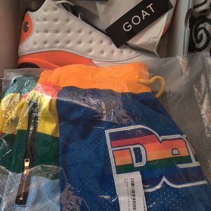 Combo Pack - Jordan 13 starfish & Denver Nuggets Jus Don Shorts